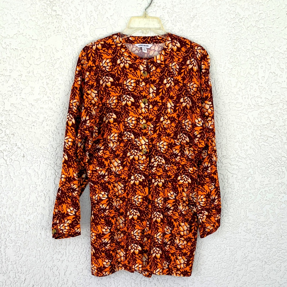 Elizabeth and James Orange and Brown Patterned  romper with pockets size M